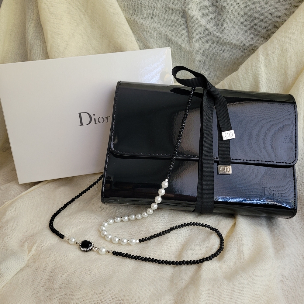 Dior Black Patent Shoulder Bag Clutch
